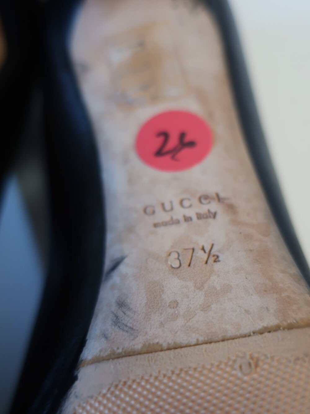 Womens Gucci Black Leather Horsebit Peep Toe Pumps 37 1/2 EU/US 7.5 - Picture 10 of 10